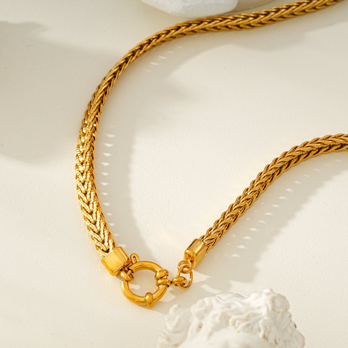 ALICE Or : collier gros maillons avec pendentif à fermoir anneau