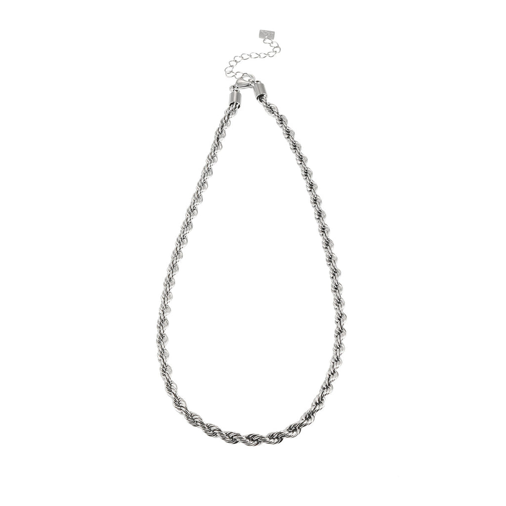 ARKLEY Or blanc (ton argent) : collier texturé en grosse chaîne corde