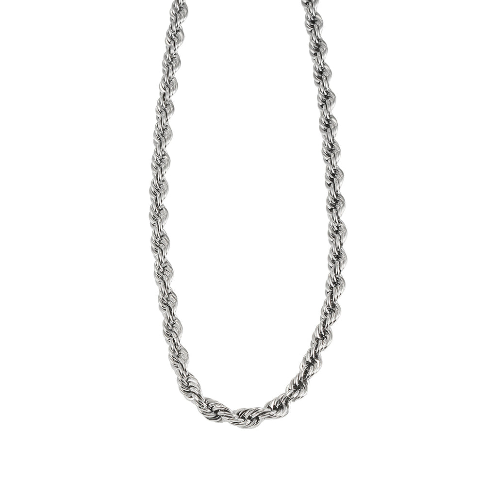 ARKLEY Or blanc (ton argent) : collier texturé en grosse chaîne corde