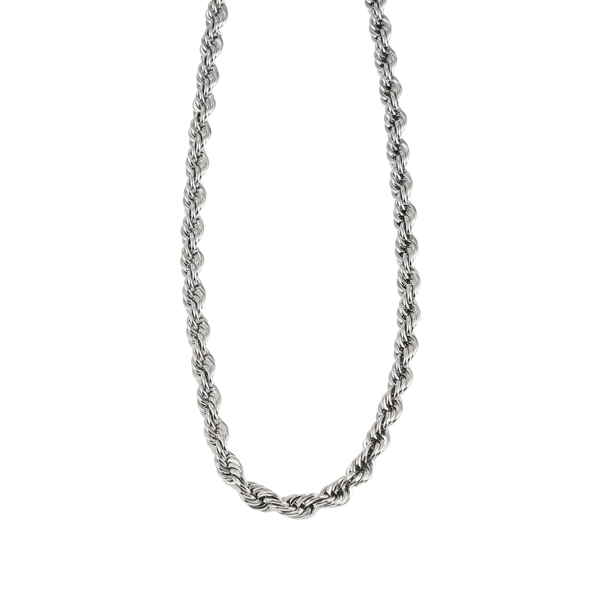ARKLEY Or blanc (ton argent) : collier texturé en grosse chaîne corde