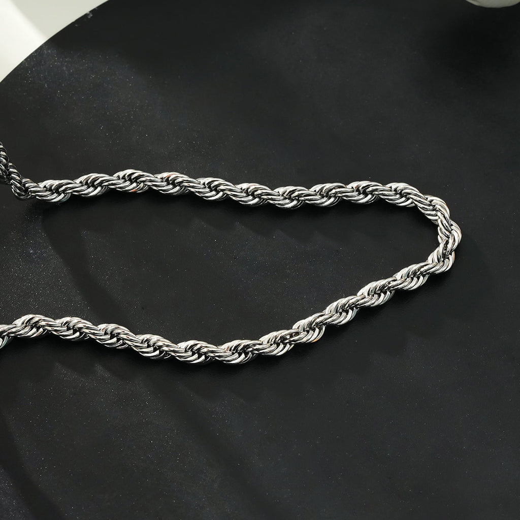 ARKLEY Or blanc (ton argent) : collier texturé en grosse chaîne corde