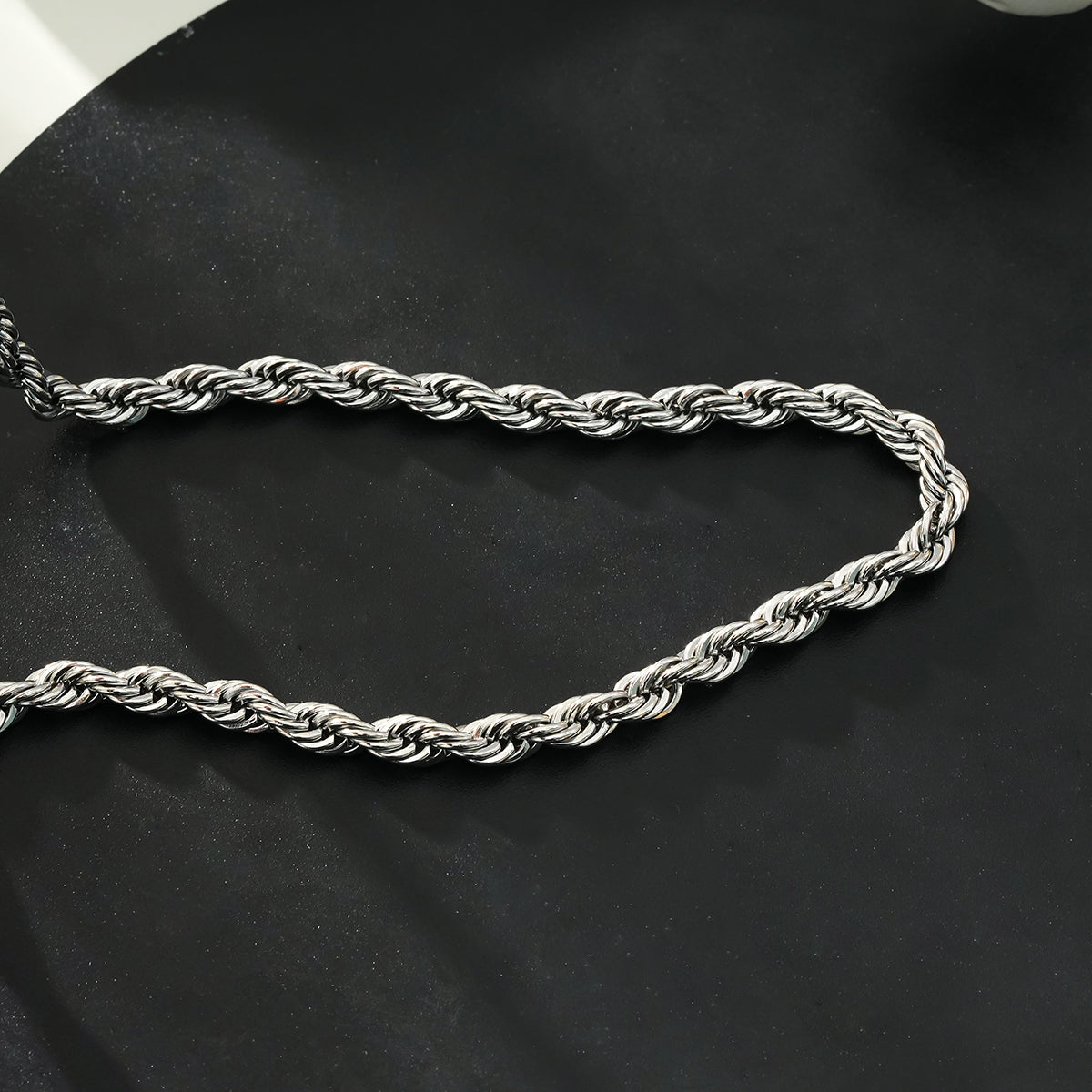 ARKLEY Or blanc (ton argent) : collier texturé en grosse chaîne corde