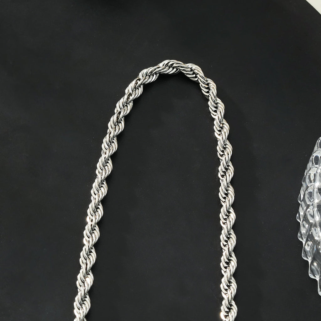 ARKLEY Or blanc (ton argent) : collier texturé en grosse chaîne corde