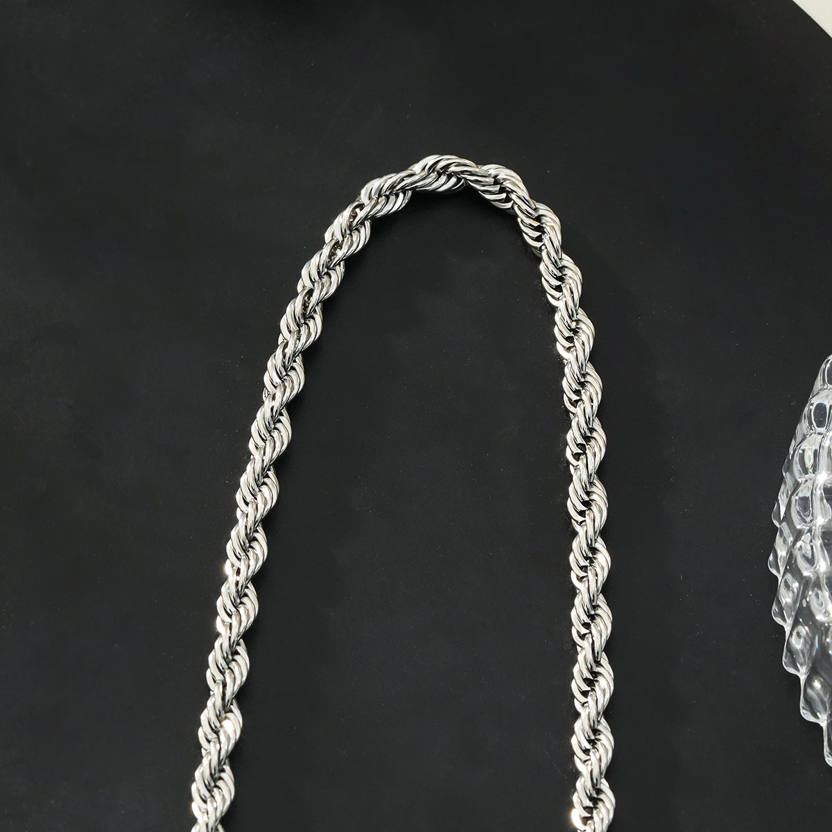 ARKLEY Or blanc (ton argent) : collier texturé en grosse chaîne corde