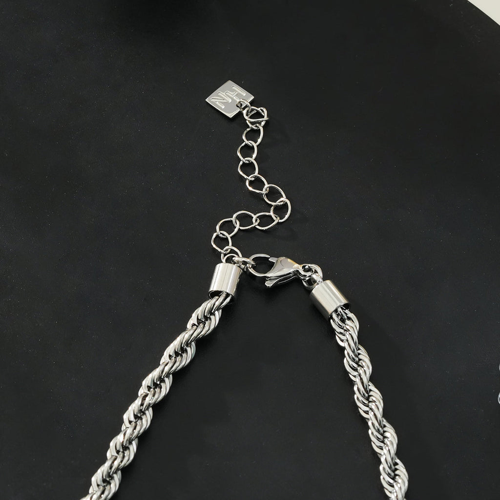ARKLEY Or blanc (ton argent) : collier texturé en grosse chaîne corde