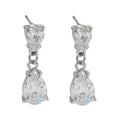 AYER: Radiance Duo Zirconia (CZ) Drop Stud Earrings in Silver Toned White Gold
