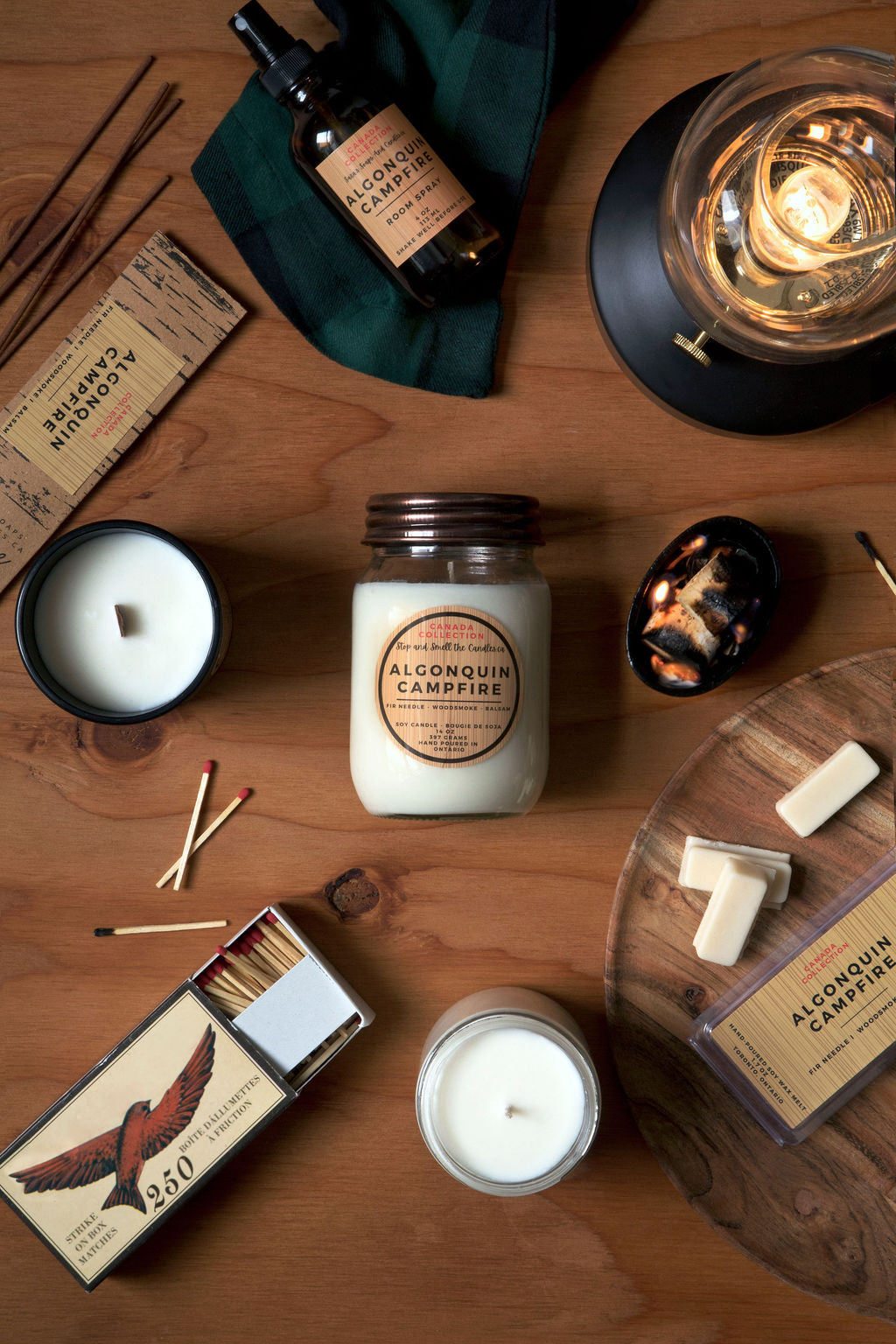 Bougie de soya Algonquin Campfire, feu de camp, 14 oz