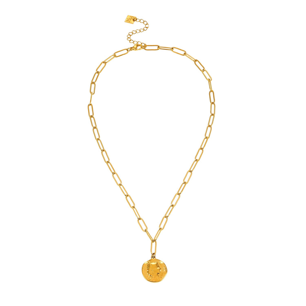 BILBAO Or : collier chaîne avec pendentif pièce romaine