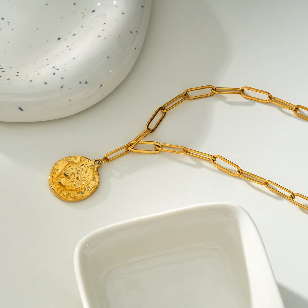 BILBAO Or : collier chaîne avec pendentif pièce romaine