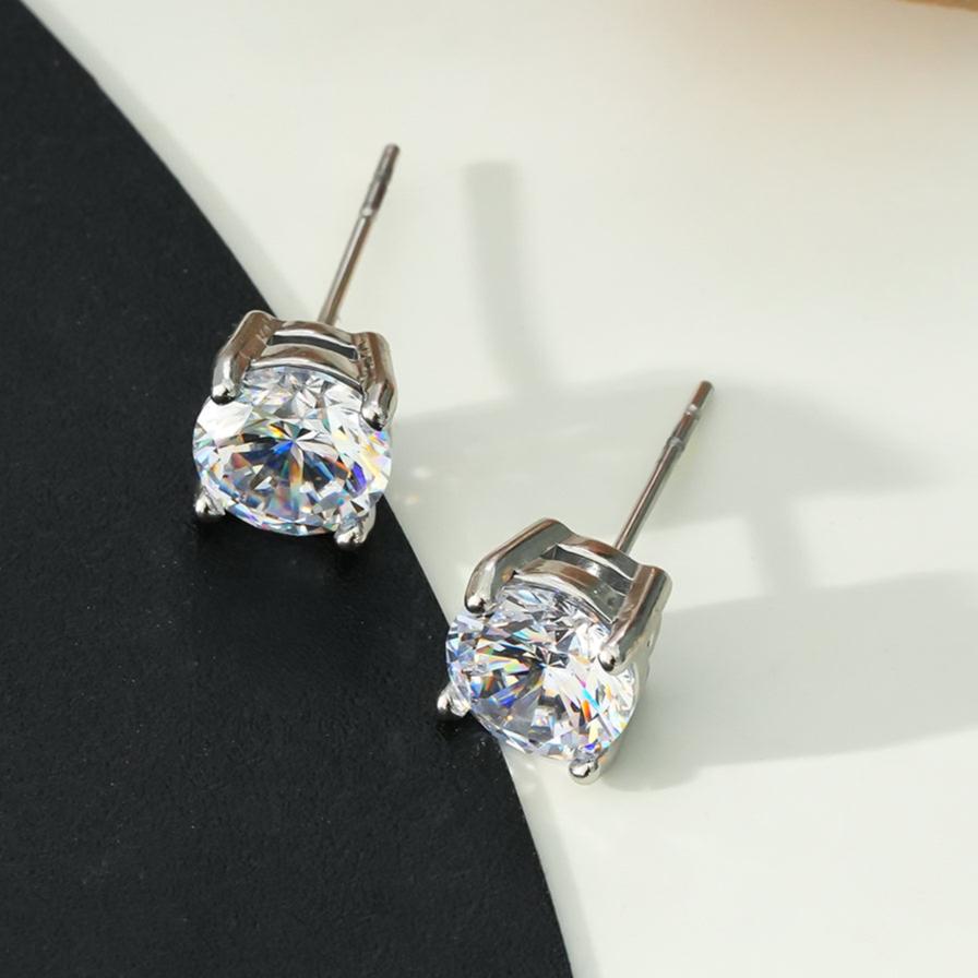 CODI Silver (White Gold): Moissanite (Diamond Alternative) Essential Daily Studs