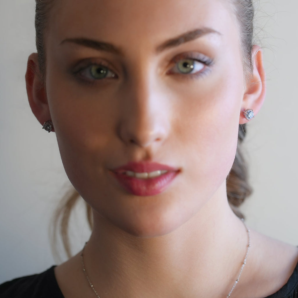 CODI Silver (White Gold): Moissanite (Diamond Alternative) Essential Daily Studs