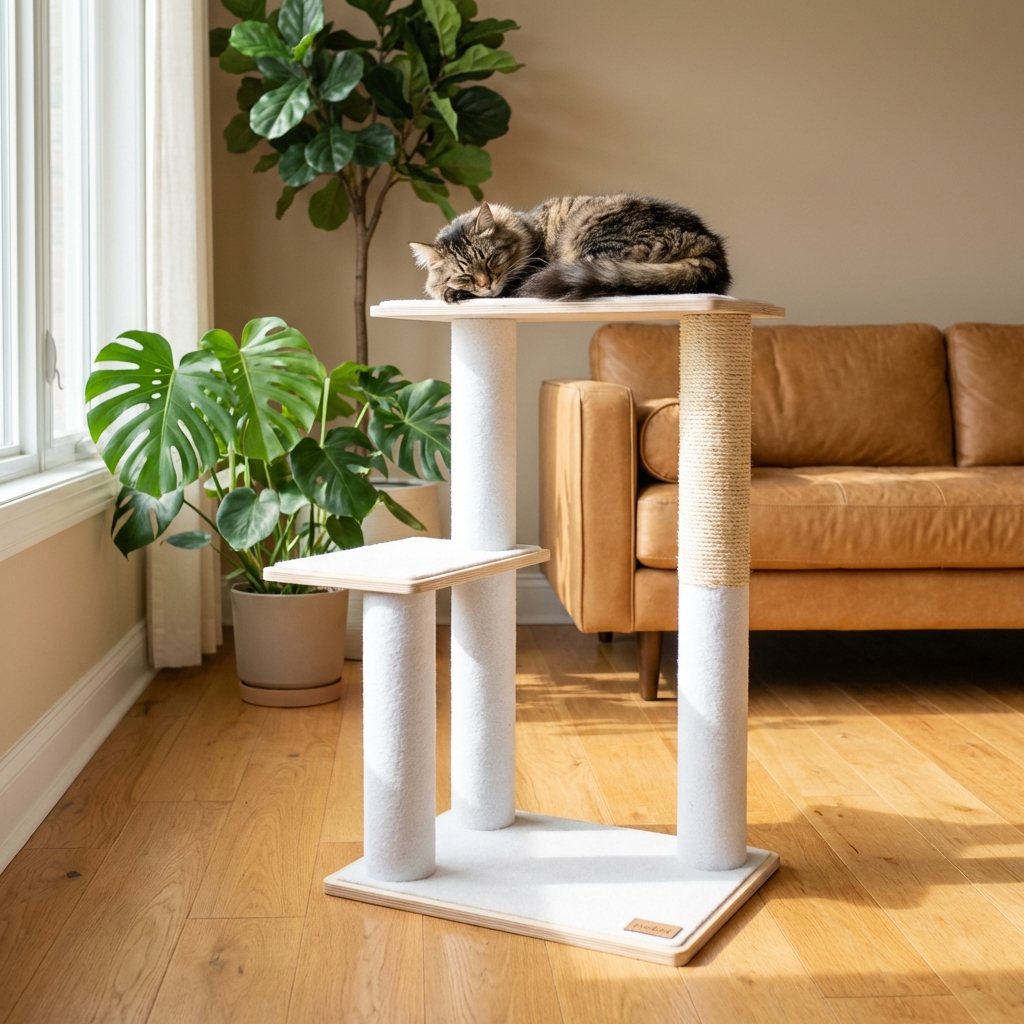 Arbre à chat moderne en contreplaqué Noba, 2 niveaux