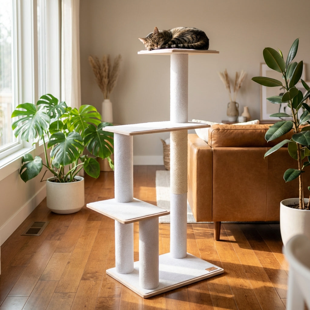 Arbre à chat moderne en contreplaqué Noba, 3 niveaux