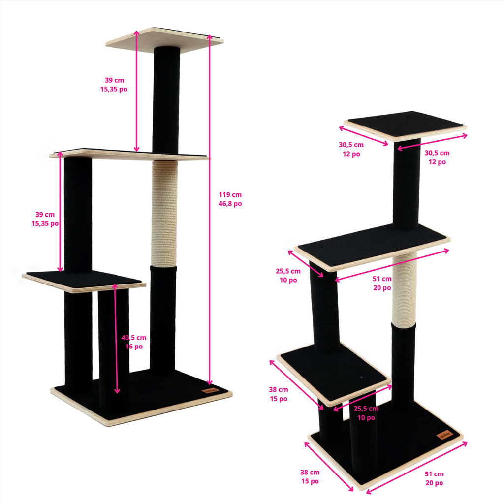 Arbre à chat moderne en contreplaqué Noba, 3 niveaux