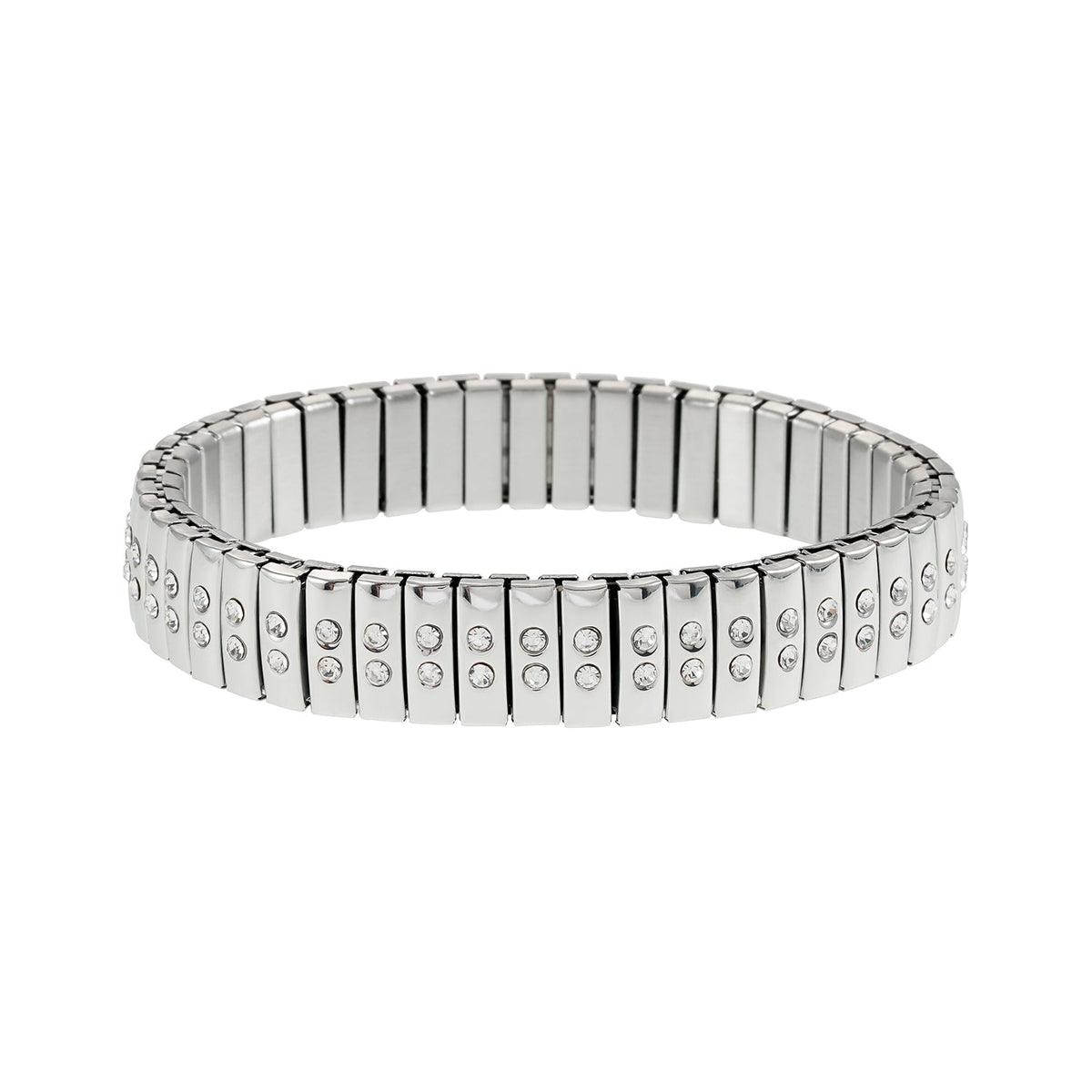 DE SAO : bracelet argenté style montre rétro, double rangée de zircons (CZ)