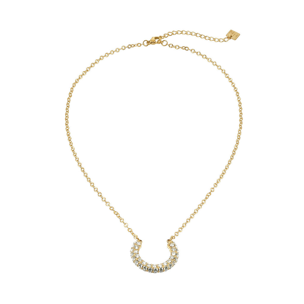 ASHANTI Or : collier croissant Celeste, pendentif pavé scintillant