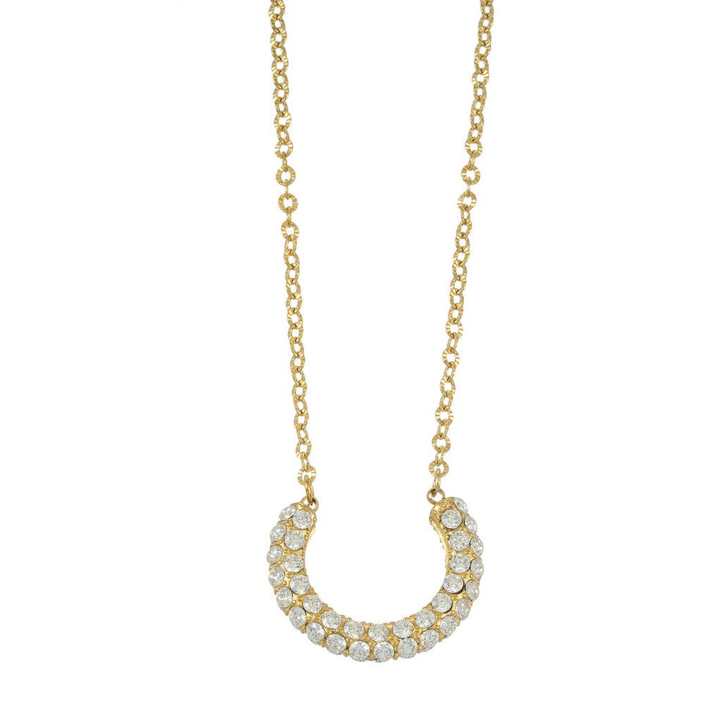 ASHANTI Or : collier croissant Celeste, pendentif pavé scintillant