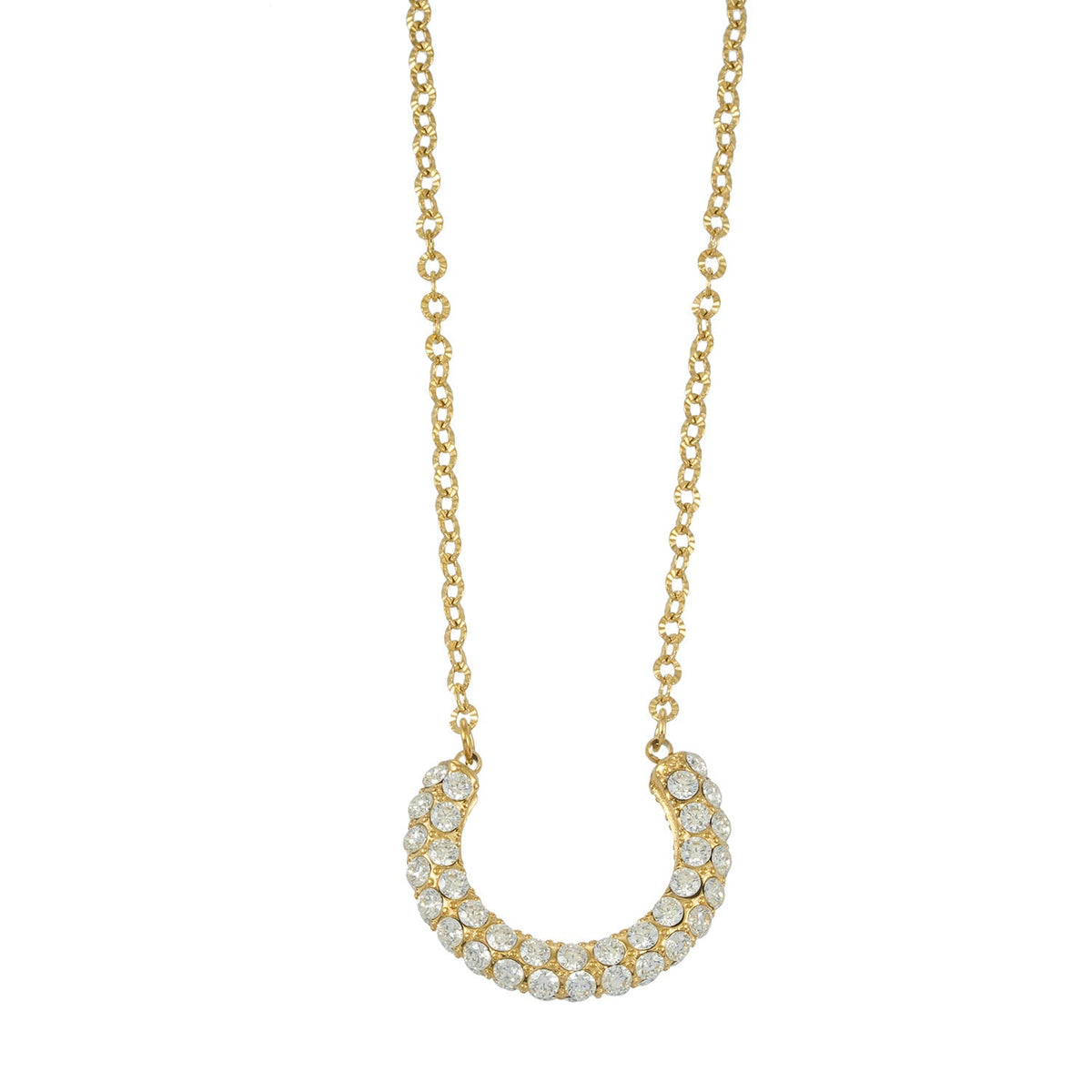 ASHANTI Or : collier croissant Celeste, pendentif pavé scintillant