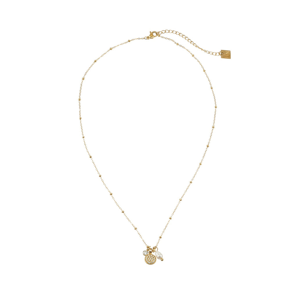 KAAMIL Or : collier rétro Art déco à breloques sur chaîne perlée