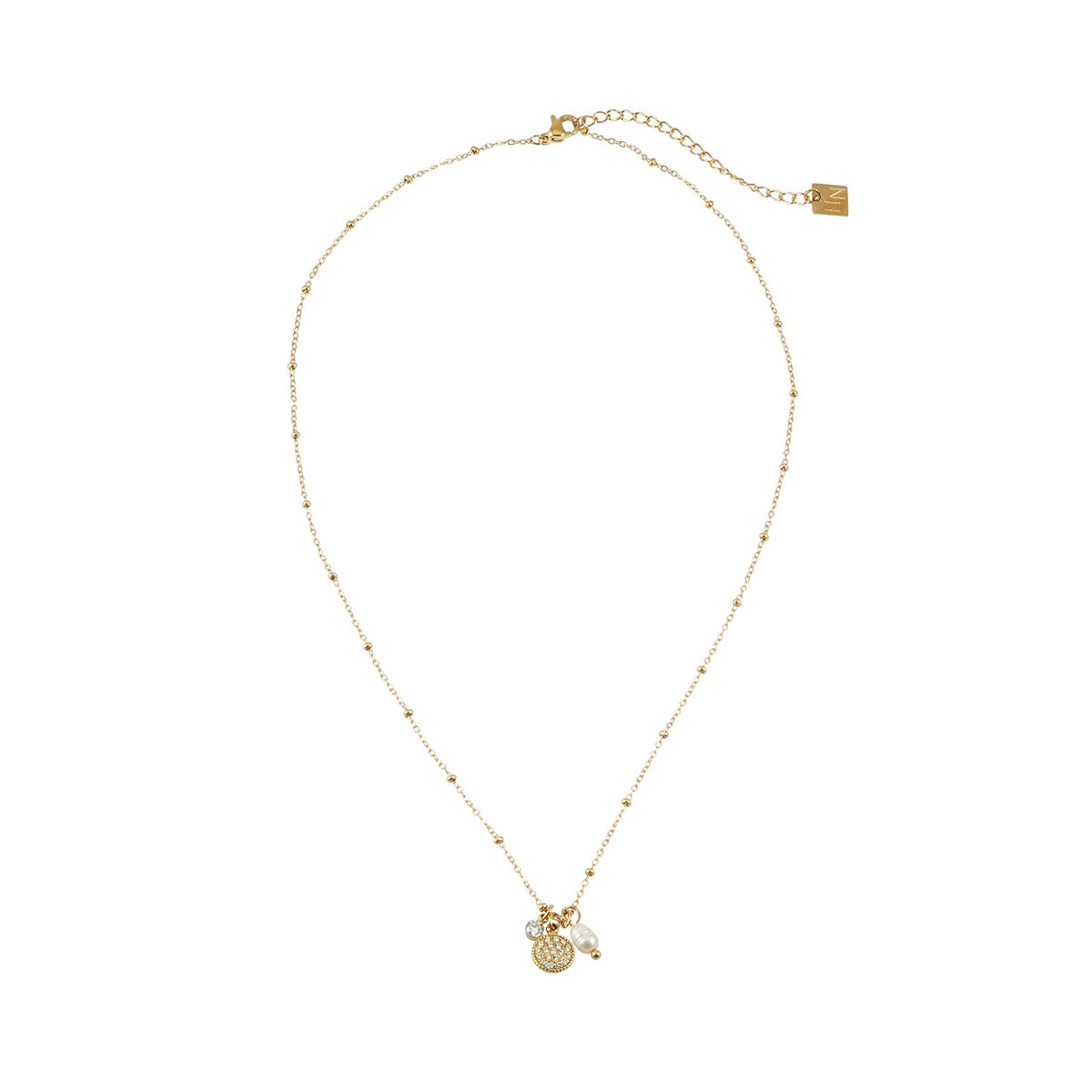 KAAMIL Or : collier rétro Art déco à breloques sur chaîne perlée