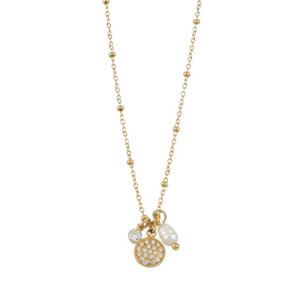KAAMIL Or : collier rétro Art déco à breloques sur chaîne perlée