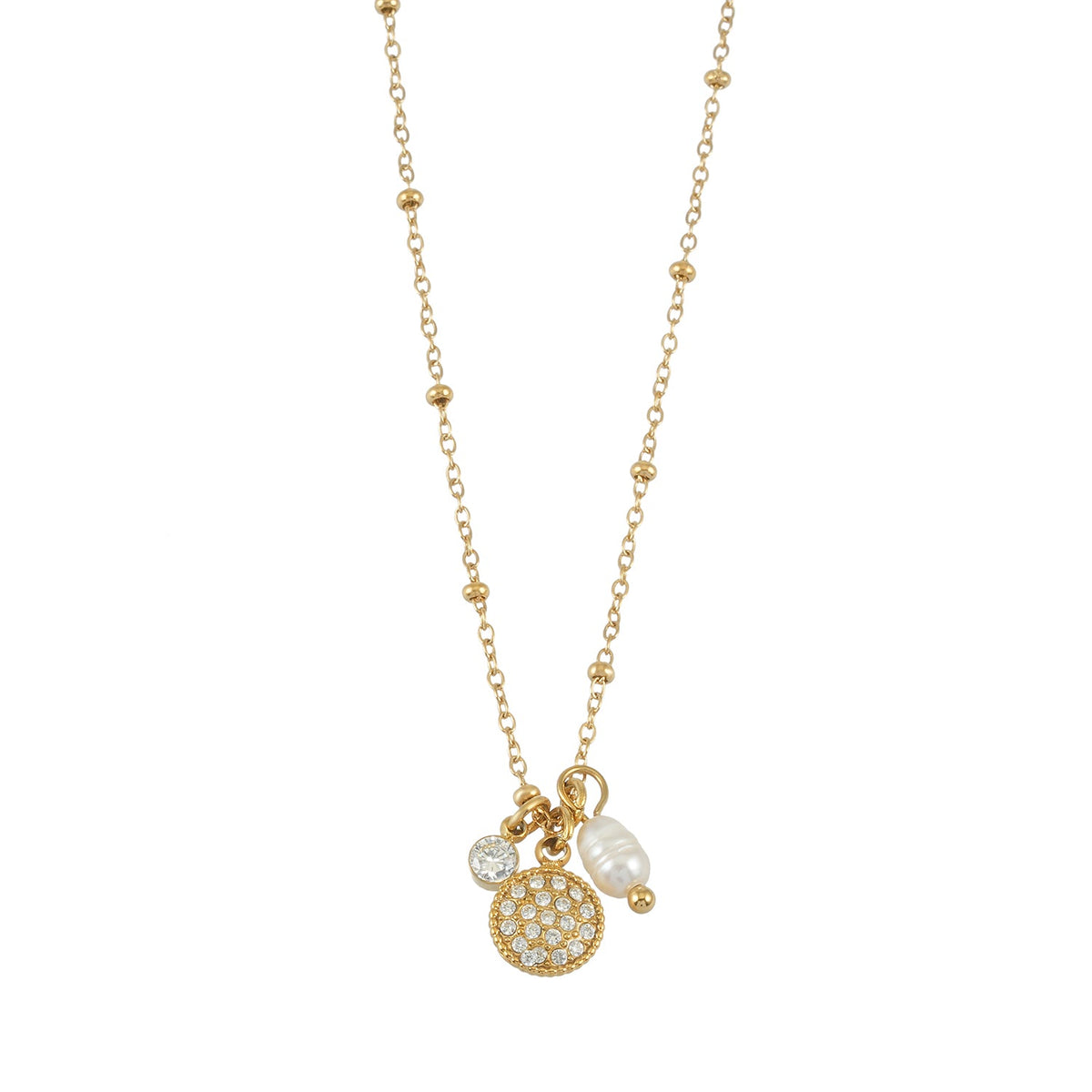 KAAMIL Or : collier rétro Art déco à breloques sur chaîne perlée