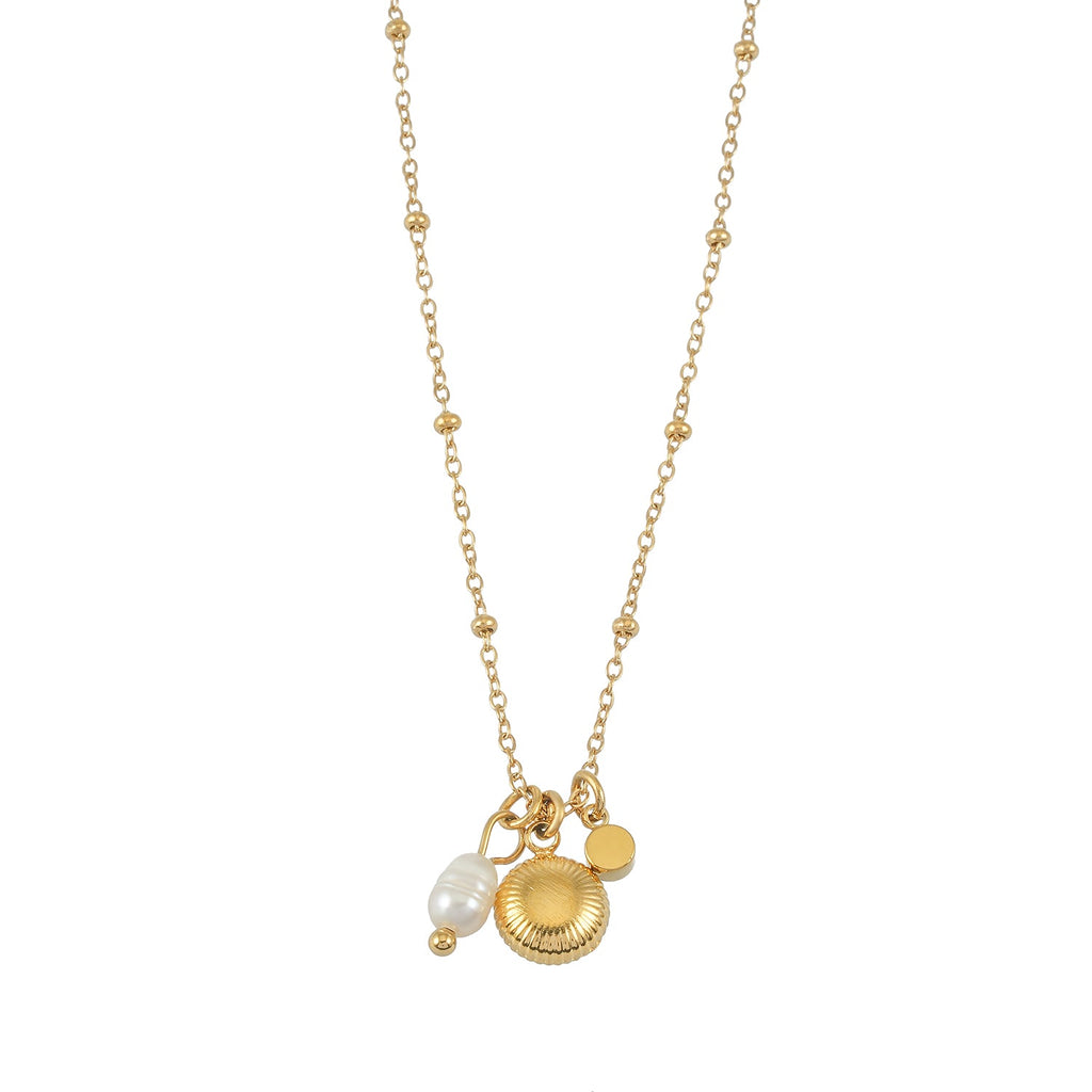 KAAMIL Or : collier rétro Art déco à breloques sur chaîne perlée