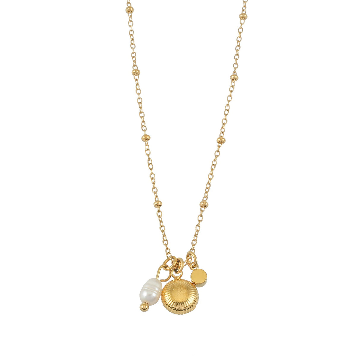 KAAMIL Or : collier rétro Art déco à breloques sur chaîne perlée