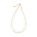 CASTILIA Or : collier double chaîne trombone et chaîne perlée