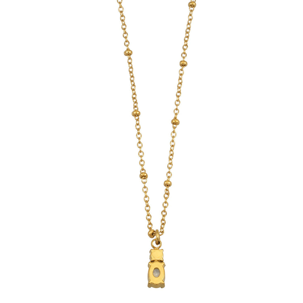 CABBANA Or : collier chaîne perlée avec duo de pendentifs en zircon
