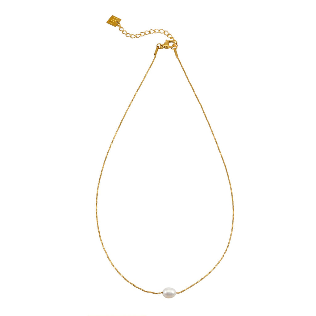 VAZSONY Or : collier délicat texturé avec une perle d'eau douce