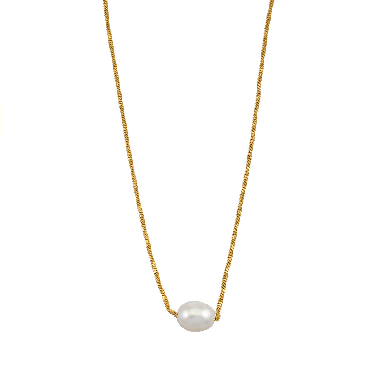 VAZSONY Or : collier délicat texturé avec une perle d'eau douce