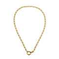 MALAIKA Or : collier chaîne à maillons variés avec pendentif anneau