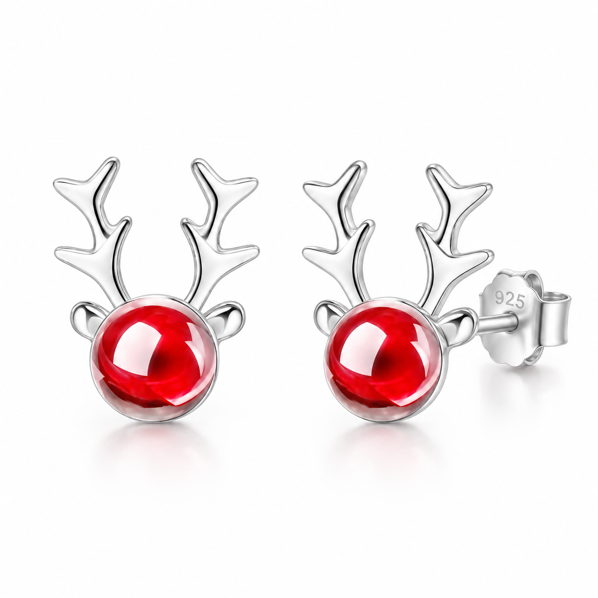 Boucles d'oreilles renne Rudolph en argent sterling