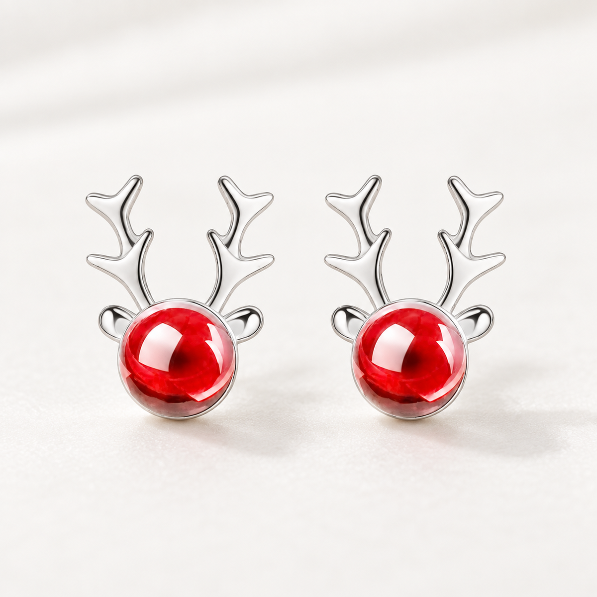 Boucles d'oreilles renne Rudolph en argent sterling