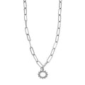 FRETTA : collier chaîne trombone avec pendentif étoile en zircons, or blanc (ton argent)