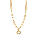 FRETTA : collier chaîne trombone dorée avec pendentif étoile en zircons
