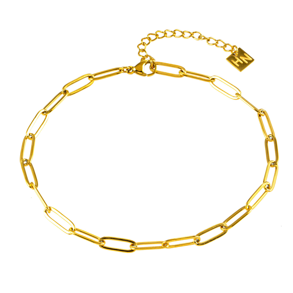 HAKILA LG : bracelet de cheville doré à maillons trombone