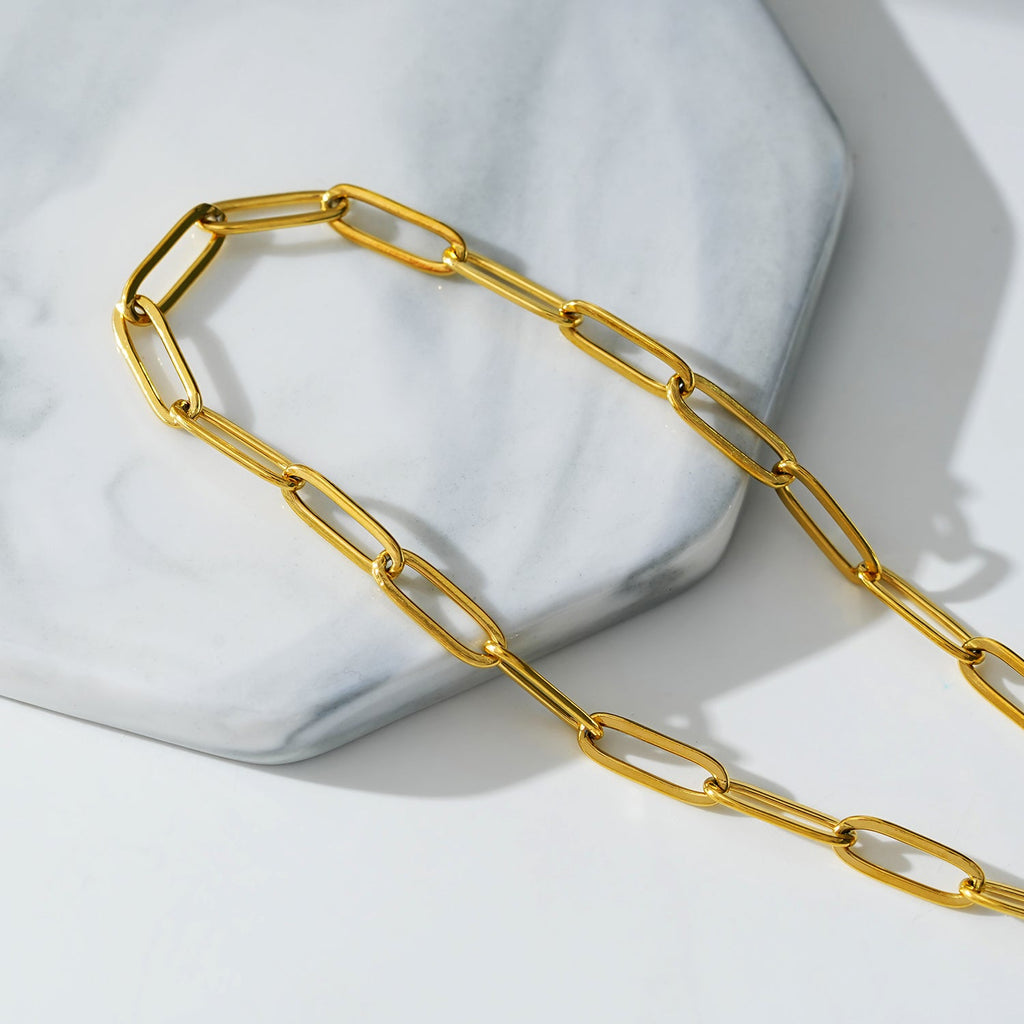 HAKILA LG : bracelet de cheville doré à maillons trombone