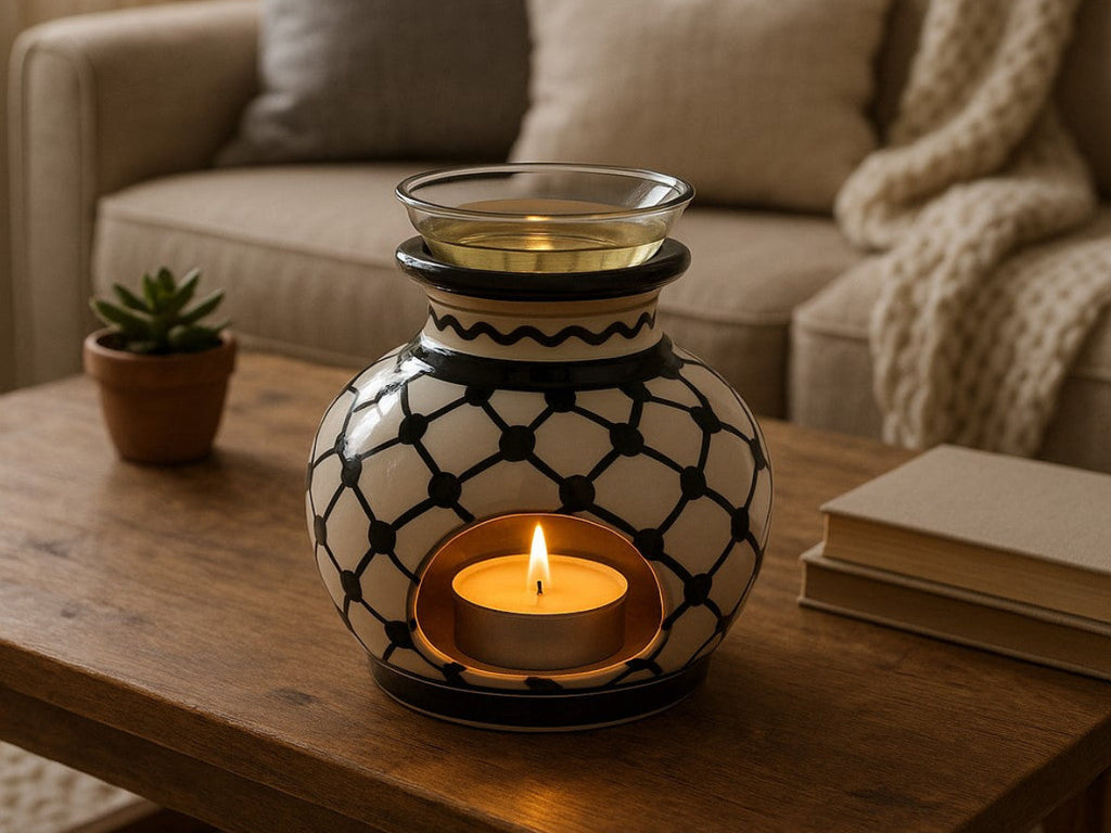 Handmade Ceramic Oil Burner and Candle Holder
