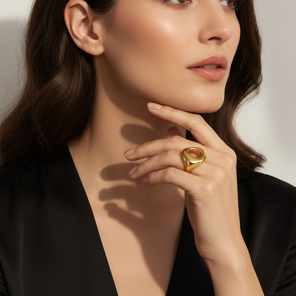 Bague dorée Golden Organic Embrace