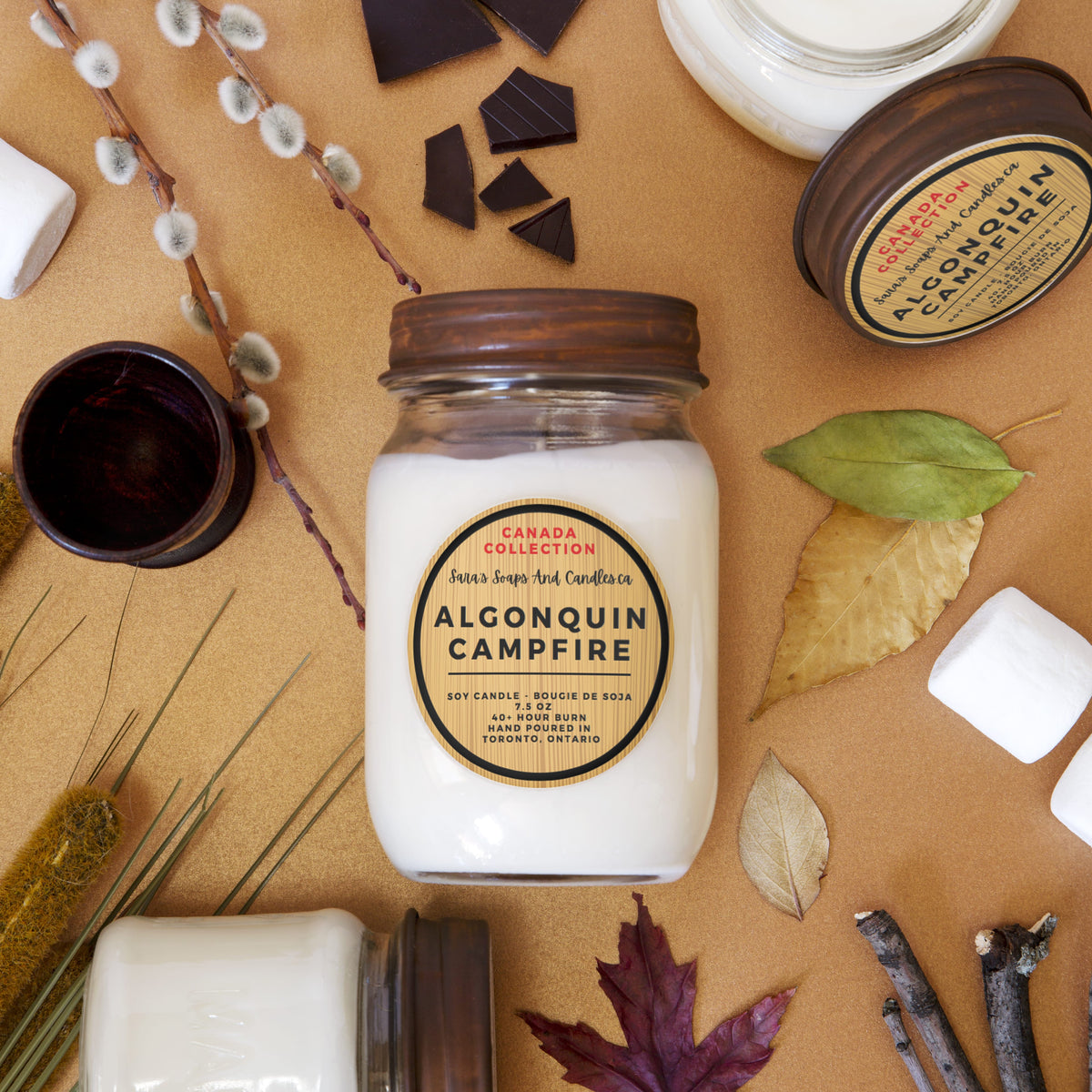 Bougie de soya Algonquin Campfire, feu de camp, 14 oz