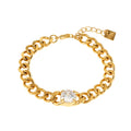 JATDAL Or : bracelet à maillons cubains avec pièce centrale en moissanite