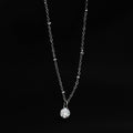 KADIRI Argent : collier chaîne perlée avec breloque zircon solitaire