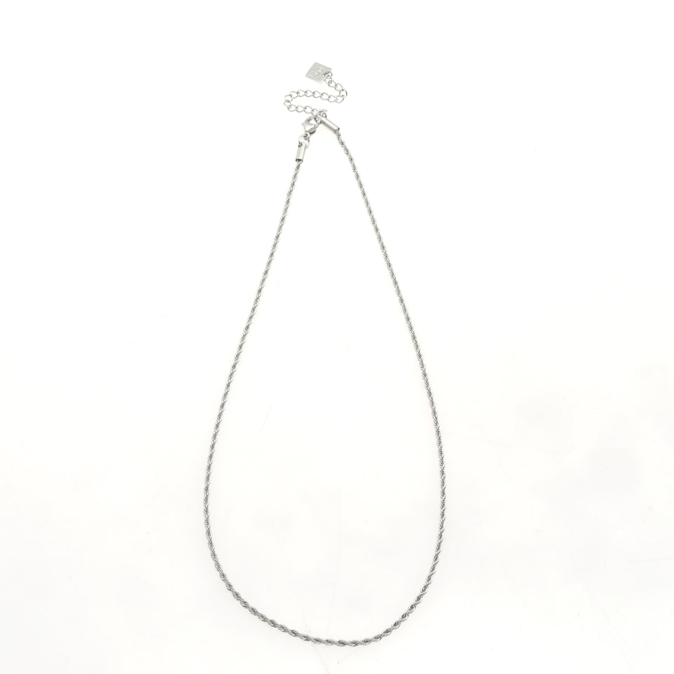 KIRA : collier chaîne corde argenté, 24 po