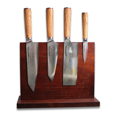 Ginza Steel KC Series MIA FIVE – 5-Piece Essential Knife Set with Magnetic Wood Block