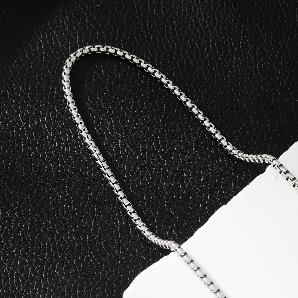 MOSI 24": Interlock Link Silver Chain Necklace for Women or Men
