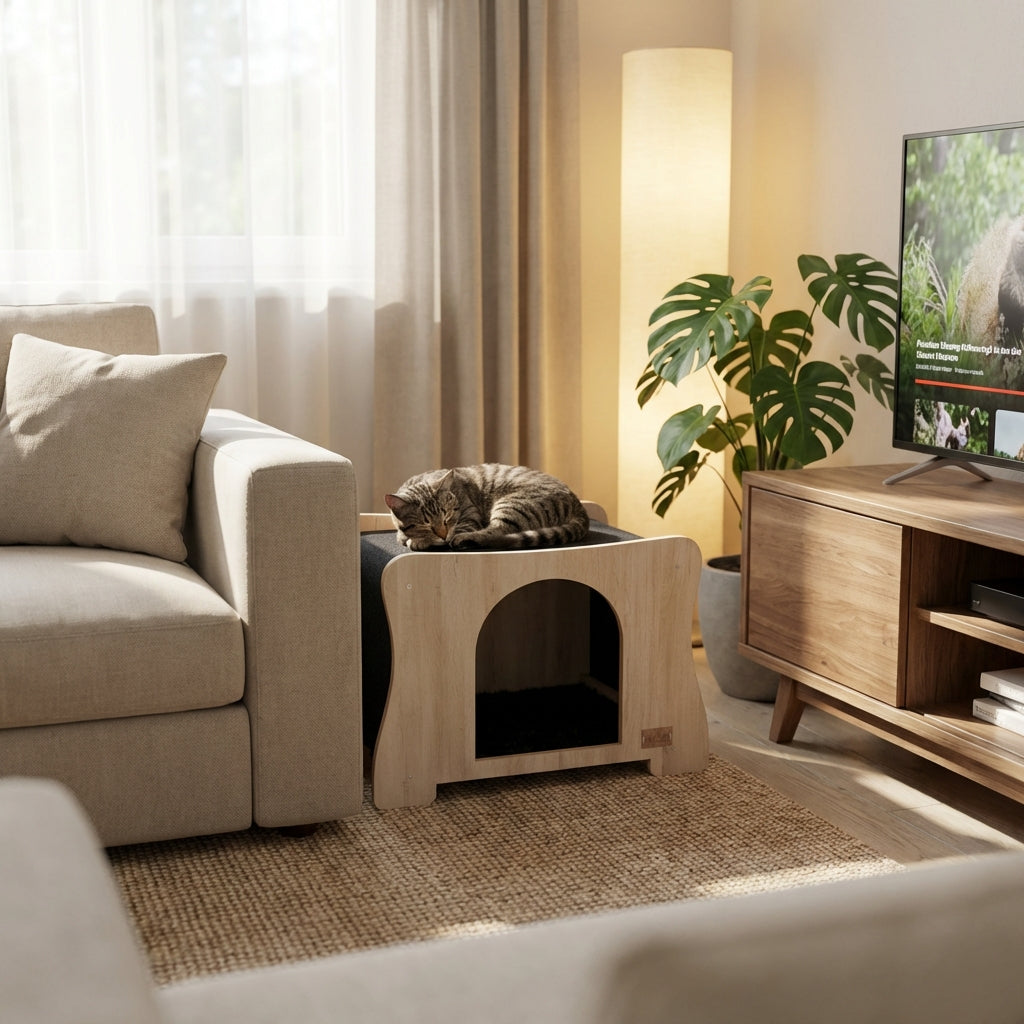 Maison hamac pour chat avec surface à griffer, Noba