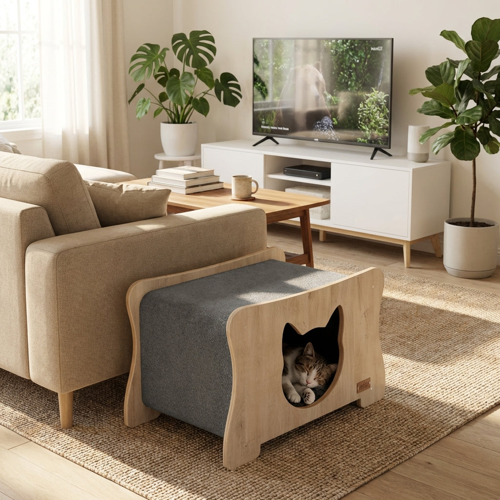 Maison hamac pour chat avec surface à griffer, Noba
