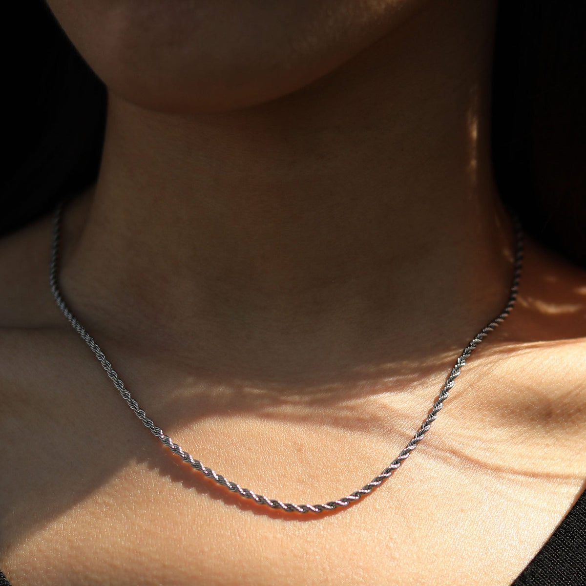 KIRA : collier chaîne corde argenté, 24 po